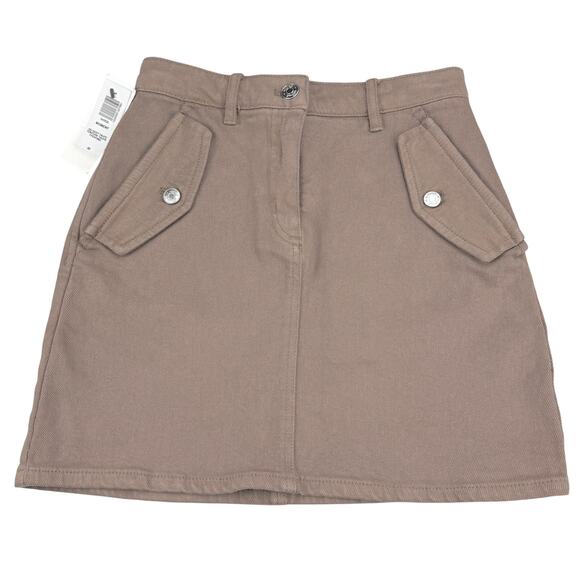 NWT WILFRED FREE Aritzia Moment High Waisted A-Line Mini Skirt 00 GD Deep Taupe - Picture 3 of 7